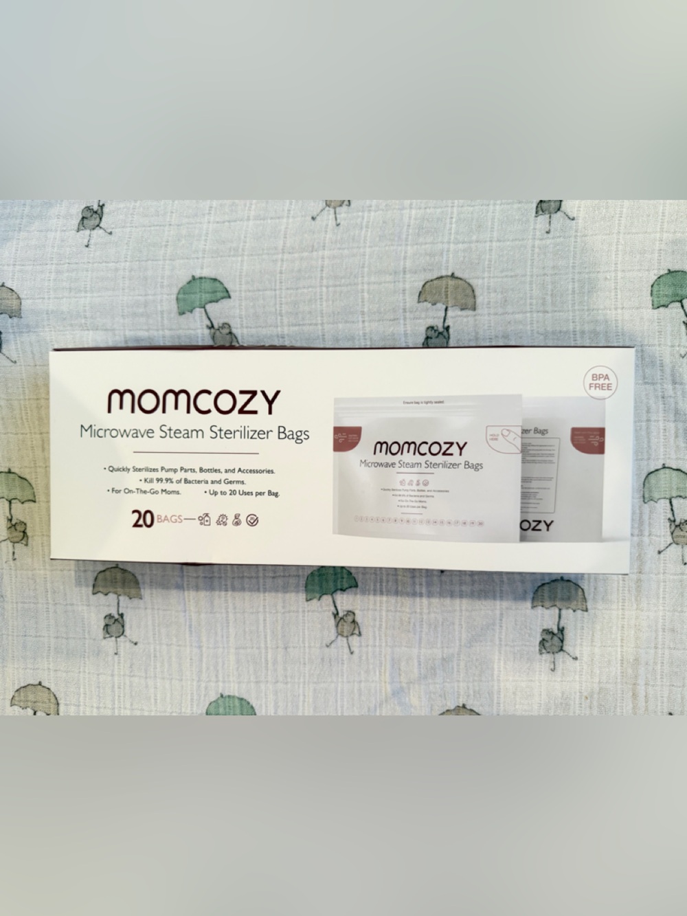 momcozy Microwave Steam Sterilizer Bags - White